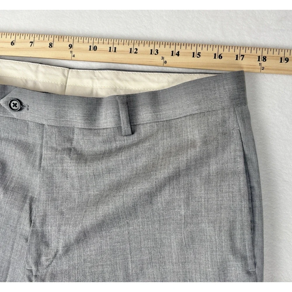 Brooks Brothers Classic Gray Wool Dress Pants‎ W35 L32 Mens Flat Front